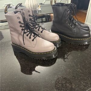 Bundle of 2 Dr. Martens Women's Black and Light Gray Jadon iii Combat Boots